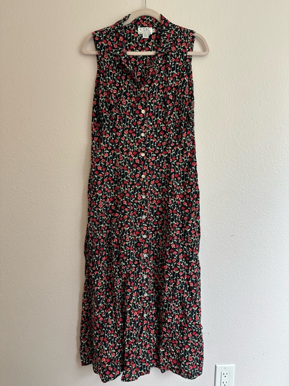 Vintage 90s Floral Button Front Maxi Dress 🌹